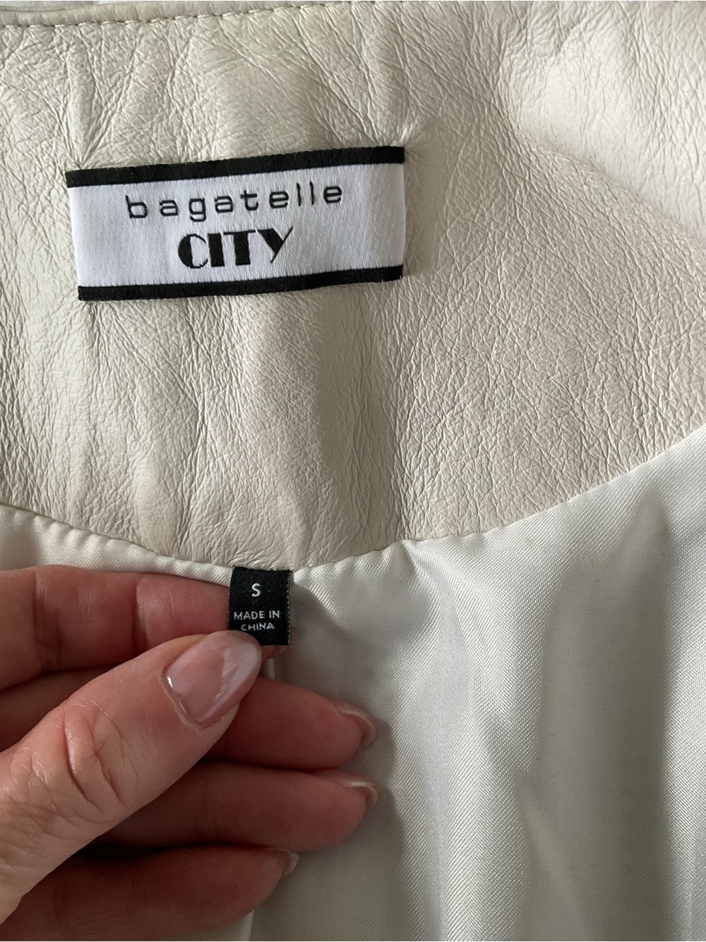 Bagatelle City Perforated Leather Bomber Jacket Off White - Picture 8 of 9